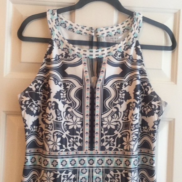 Black, white, turquoise printed ShopHope's dress - Picture 3 of 5